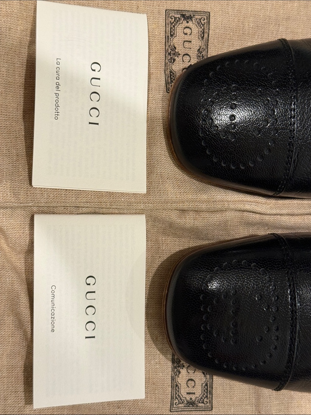 Gucci Black Leather Square-Toe Ballet Flats with Floral Insole - Picture 5 of 7